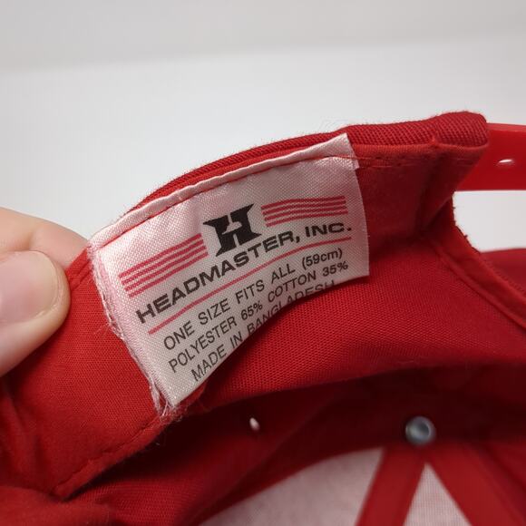 Crownline Snapback Cap Red One Size Adjustable Embroidered 6 Panel Headmaster - Picture 9 of 9